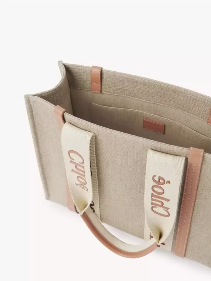 Keten Woody tote çanta