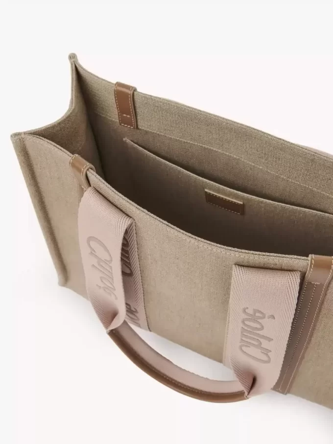 Keten Woody tote çanta Keten Woody tote çanta
