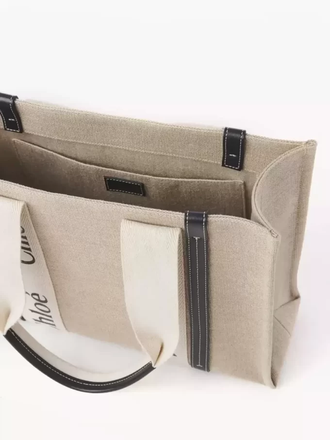 Keten Woody tote çanta Keten Woody tote çanta