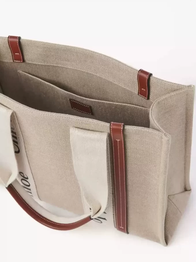 Keten Woody tote çanta