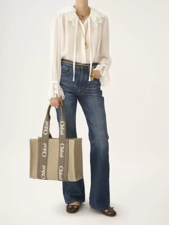 Keten Woody tote çanta