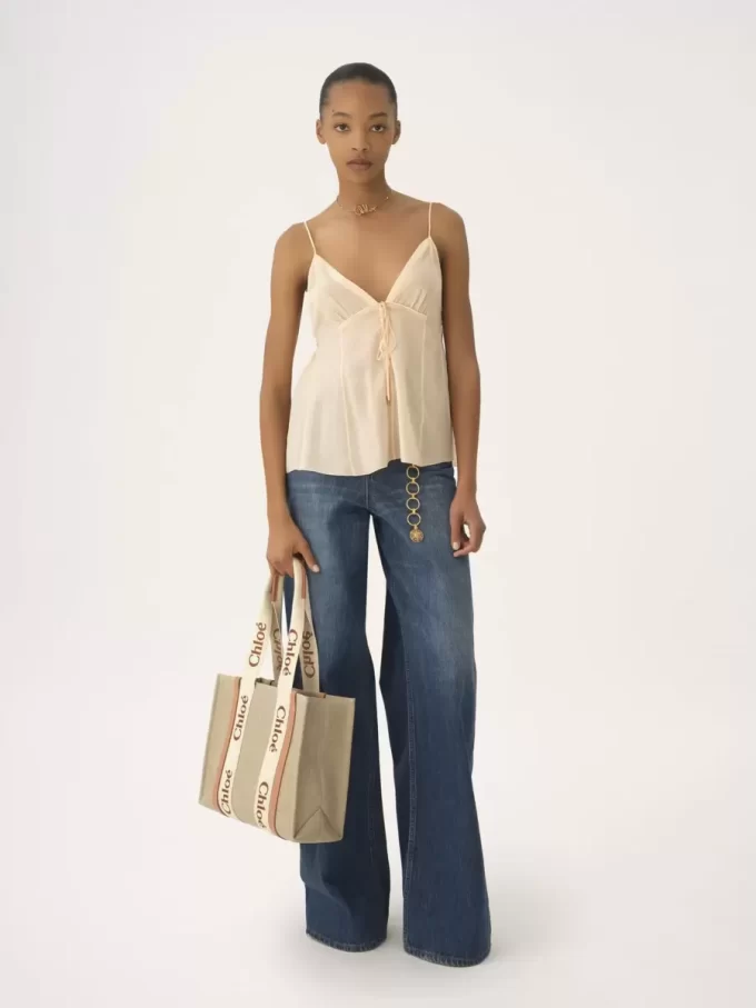 Keten Woody tote çanta