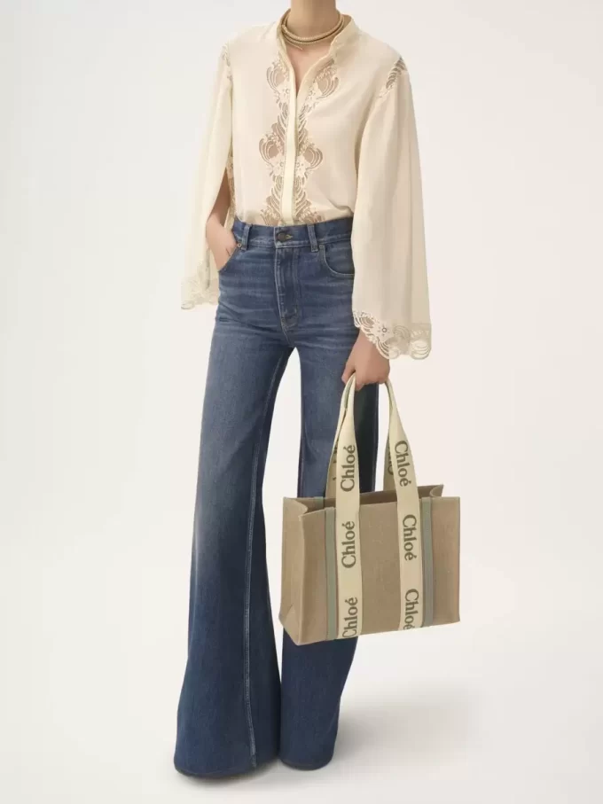 Keten Woody tote çanta