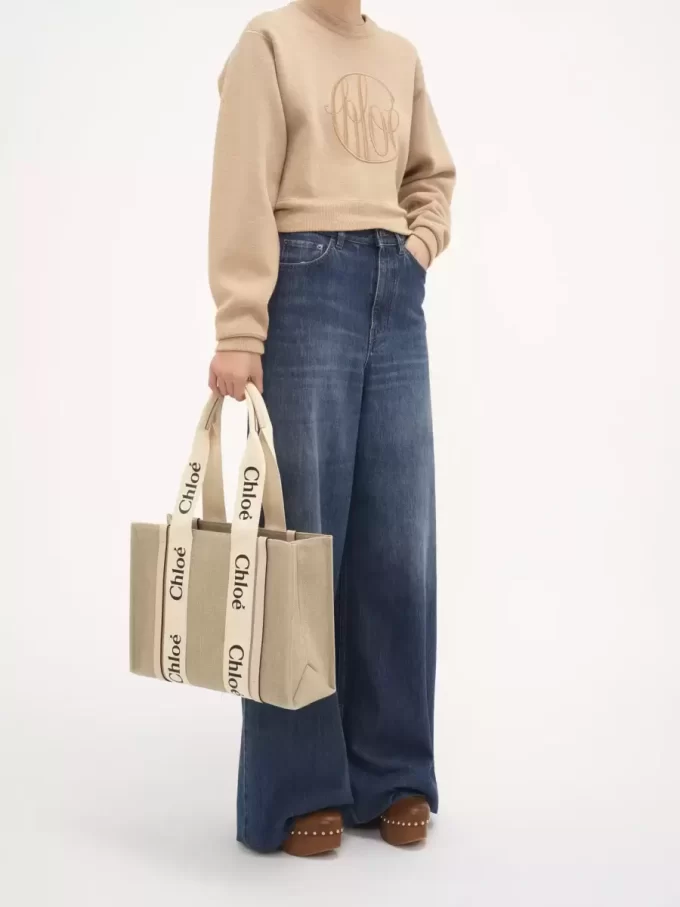Keten Woody tote çanta Keten Woody tote çanta