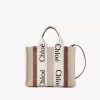 Ketenden yapılmış küçük Woody tote çanta Ketenden yapılmış küçük Woody tote çanta