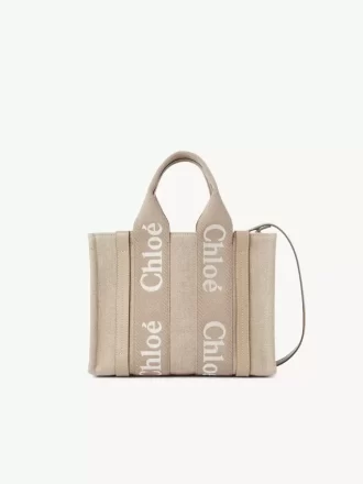 Ketenden yapılmış küçük Woody tote çanta