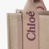 Ketenden yapılmış küçük Woody tote çanta
