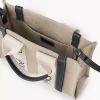 Ketenden yapılmış küçük Woody tote çanta Ketenden yapılmış küçük Woody tote çanta