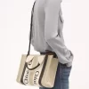 Ketenden yapılmış küçük Woody tote çanta Ketenden yapılmış küçük Woody tote çanta