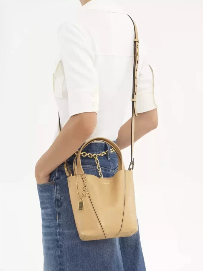 Küçük Chloé Spin deri tote çanta Küçük Chloé Spin deri tote çanta