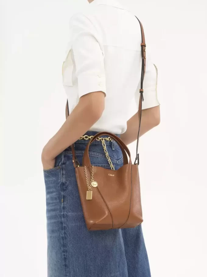 Küçük Chloé Spin deri tote çanta Küçük Chloé Spin deri tote çanta