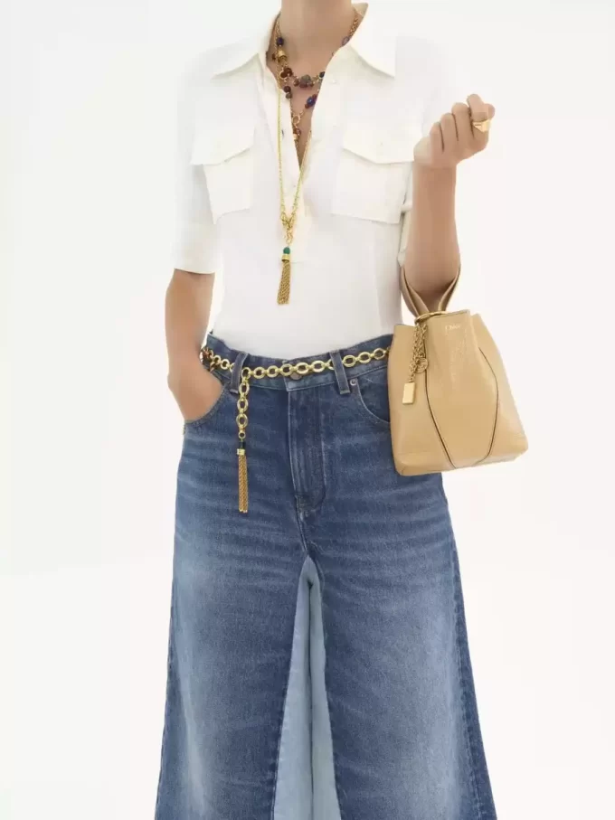 Küçük Chloé Spin deri tote çanta Küçük Chloé Spin deri tote çanta