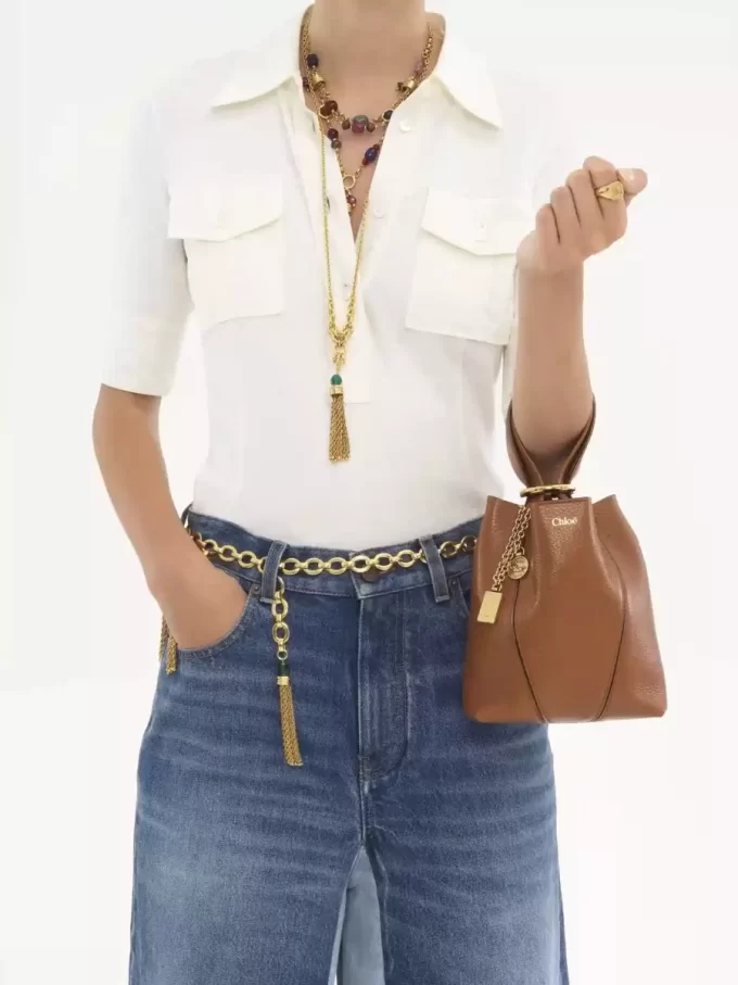 Küçük Chloé Spin deri tote çanta Küçük Chloé Spin deri tote çanta