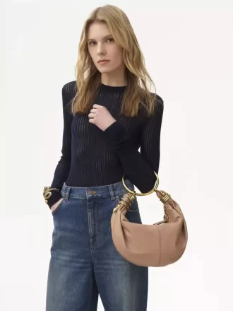 Küçük Yılan Bileziği Deri Hobo Çanta