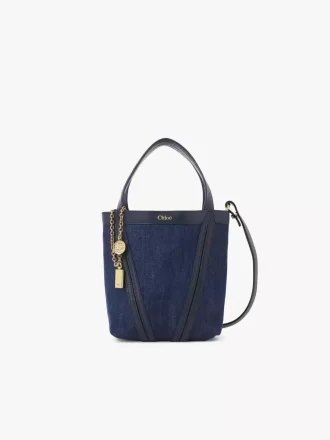 Kot kumaşından küçük Chloé Spin tote çanta Kot kumaşından küçük Chloé Spin tote çanta