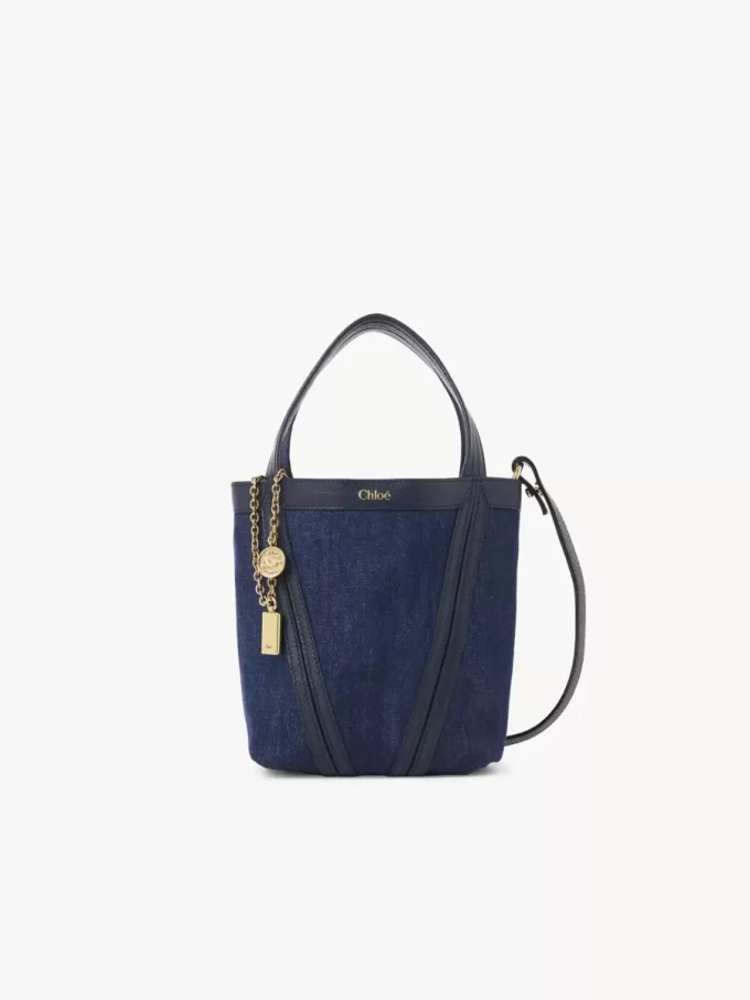 Kot kumaşından küçük Chloé Spin tote çanta Kot kumaşından küçük Chloé Spin tote çanta