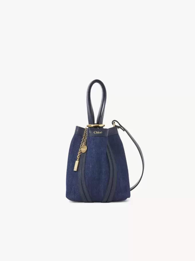 Kot kumaşından küçük Chloé Spin tote çanta Kot kumaşından küçük Chloé Spin tote çanta