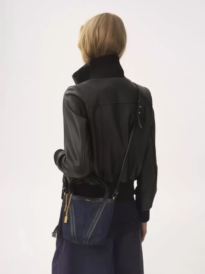 Kot kumaşından küçük Chloé Spin tote çanta Kot kumaşından küçük Chloé Spin tote çanta