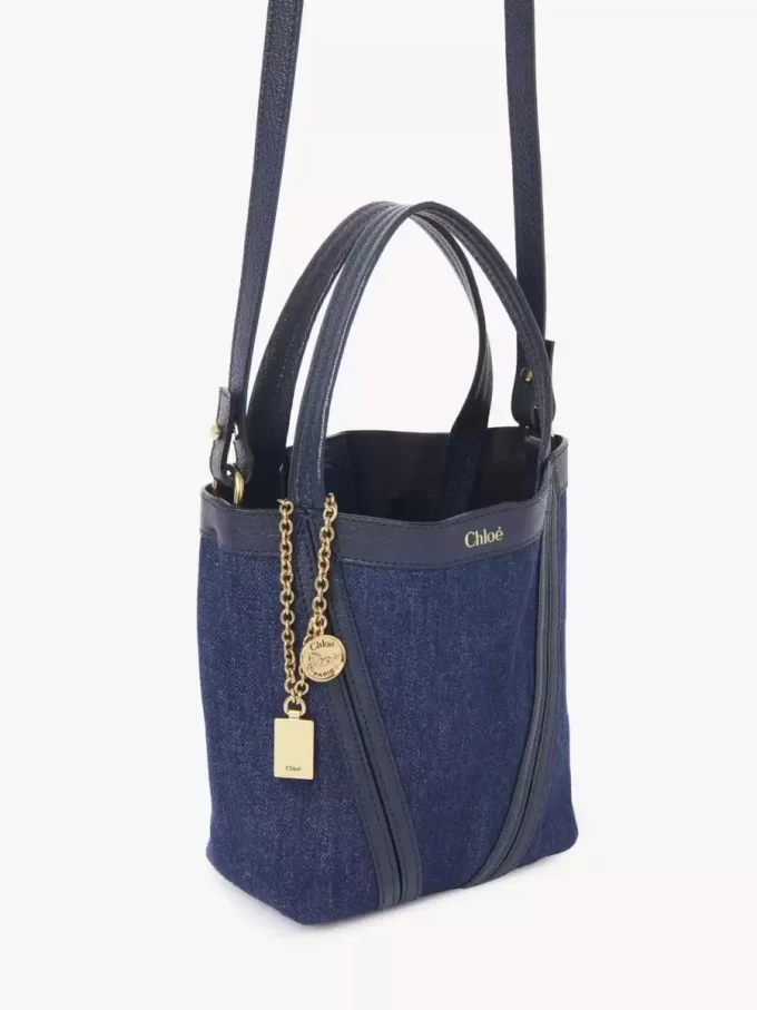 Kot kumaşından küçük Chloé Spin tote çanta Kot kumaşından küçük Chloé Spin tote çanta