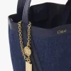 Kot kumaşından küçük Chloé Spin tote çanta Kot kumaşından küçük Chloé Spin tote çanta