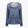 Kot kumaştan peplum binicilik ceketi Kot kumaştan peplum binicilik ceketi