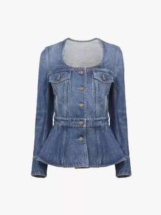 Kot kumaştan peplum binicilik ceketi Kot kumaştan peplum binicilik ceketi