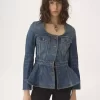 Kot kumaştan peplum binicilik ceketi Kot kumaştan peplum binicilik ceketi