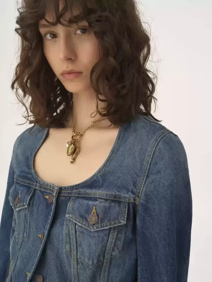 Kot kumaştan peplum binicilik ceketi Kot kumaştan peplum binicilik ceketi