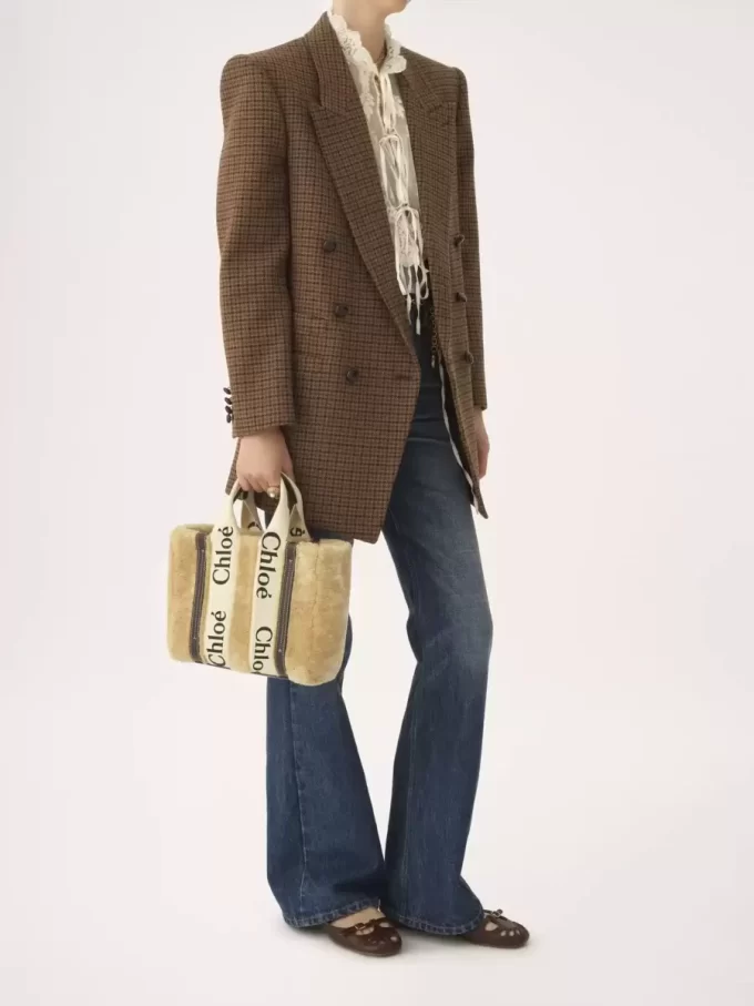 Koyun postundan küçük Woody tote çanta Koyun postundan küçük Woody tote çanta
