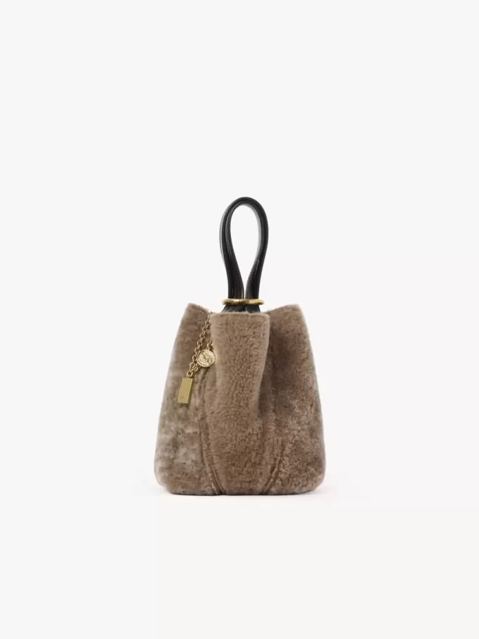 Koyun postundan yapılmış küçük Chloé Spin tote çanta Koyun postundan yapılmış küçük Chloé Spin tote çanta
