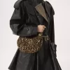 Leopar desenli koyun postundan yapılmış Mini Bileklik Hobo çanta Leopar desenli koyun postundan yapılmış Mini Bileklik Hobo çanta