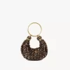 Leopar desenli koyun postundan yapılmış Mini Bileklik Hobo çanta Leopar desenli koyun postundan yapılmış Mini Bileklik Hobo çanta