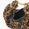 Leopar desenli koyun postundan yapılmış Mini Bileklik Hobo çanta Leopar desenli koyun postundan yapılmış Mini Bileklik Hobo çanta