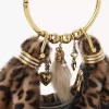 Leopar desenli koyun postundan yapılmış Mini Bileklik Hobo çanta Leopar desenli koyun postundan yapılmış Mini Bileklik Hobo çanta