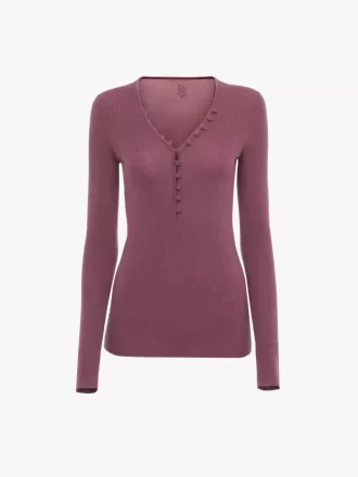 Merino yününden örme Henley gömlek Merino yününden örme Henley gömlek