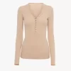 Merino yününden örme Henley gömlek Merino yününden örme Henley gömlek