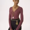 Merino yününden örme Henley gömlek Merino yününden örme Henley gömlek
