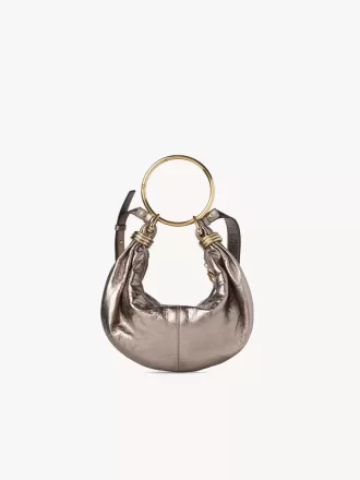 Metalize deriden küçük bilezikli hobo çanta