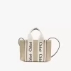 Mini Woody keten tote çanta Mini Woody keten tote çanta