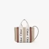 Mini Woody keten tote çanta Mini Woody keten tote çanta