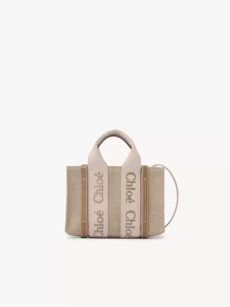 Mini Woody keten tote çanta Mini Woody keten tote çanta