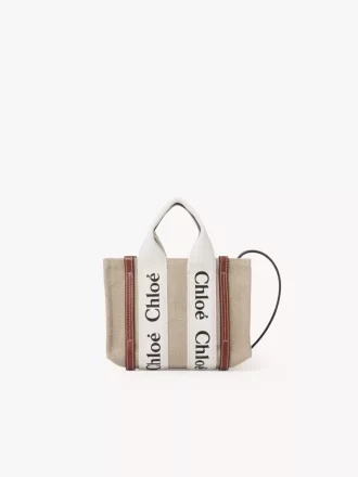 Mini Woody keten tote çanta Mini Woody keten tote çanta