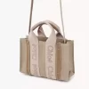 Mini Woody keten tote çanta Mini Woody keten tote çanta