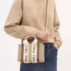 Mini Woody keten tote çanta Mini Woody keten tote çanta