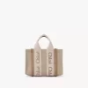 Mini Woody keten tote çanta Mini Woody keten tote çanta