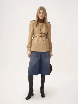 Pamuklu gabardin kısa trençkot Pamuklu gabardin kısa trençkot