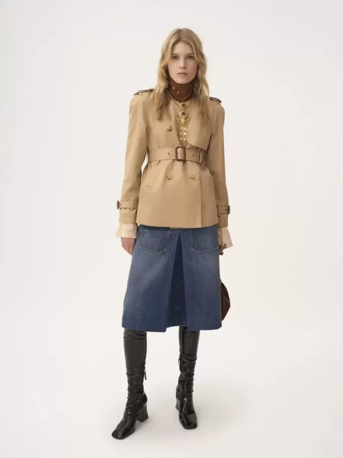 Pamuklu gabardin kısa trençkot Pamuklu gabardin kısa trençkot