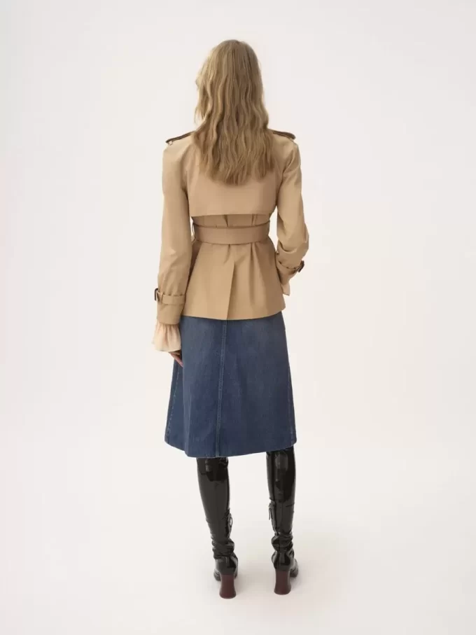 Pamuklu gabardin kısa trençkot Pamuklu gabardin kısa trençkot