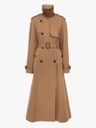 Pamuklu gabardin uzun trençkot Pamuklu gabardin uzun trençkot
