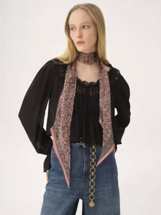 İpek charmeuse Chloé Paisley bandeau atkı İpek charmeuse Chloé Paisley bandeau atkı
